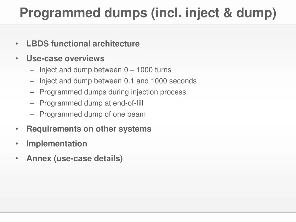 programmed dumps incl inject dump n.