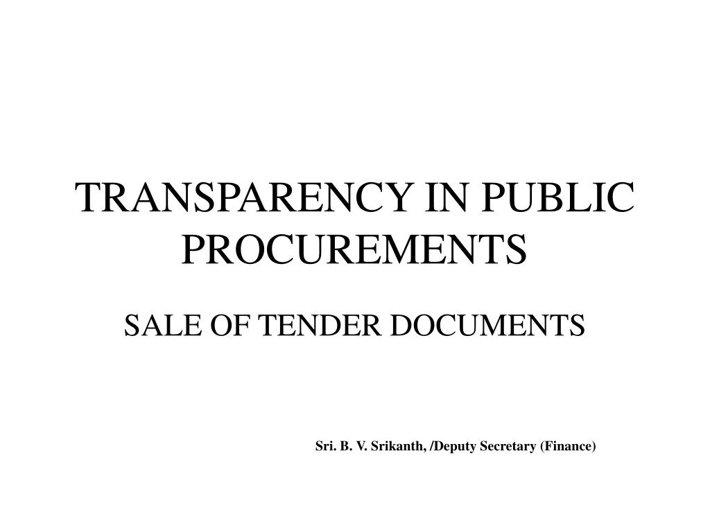 transparency in public procurements n.