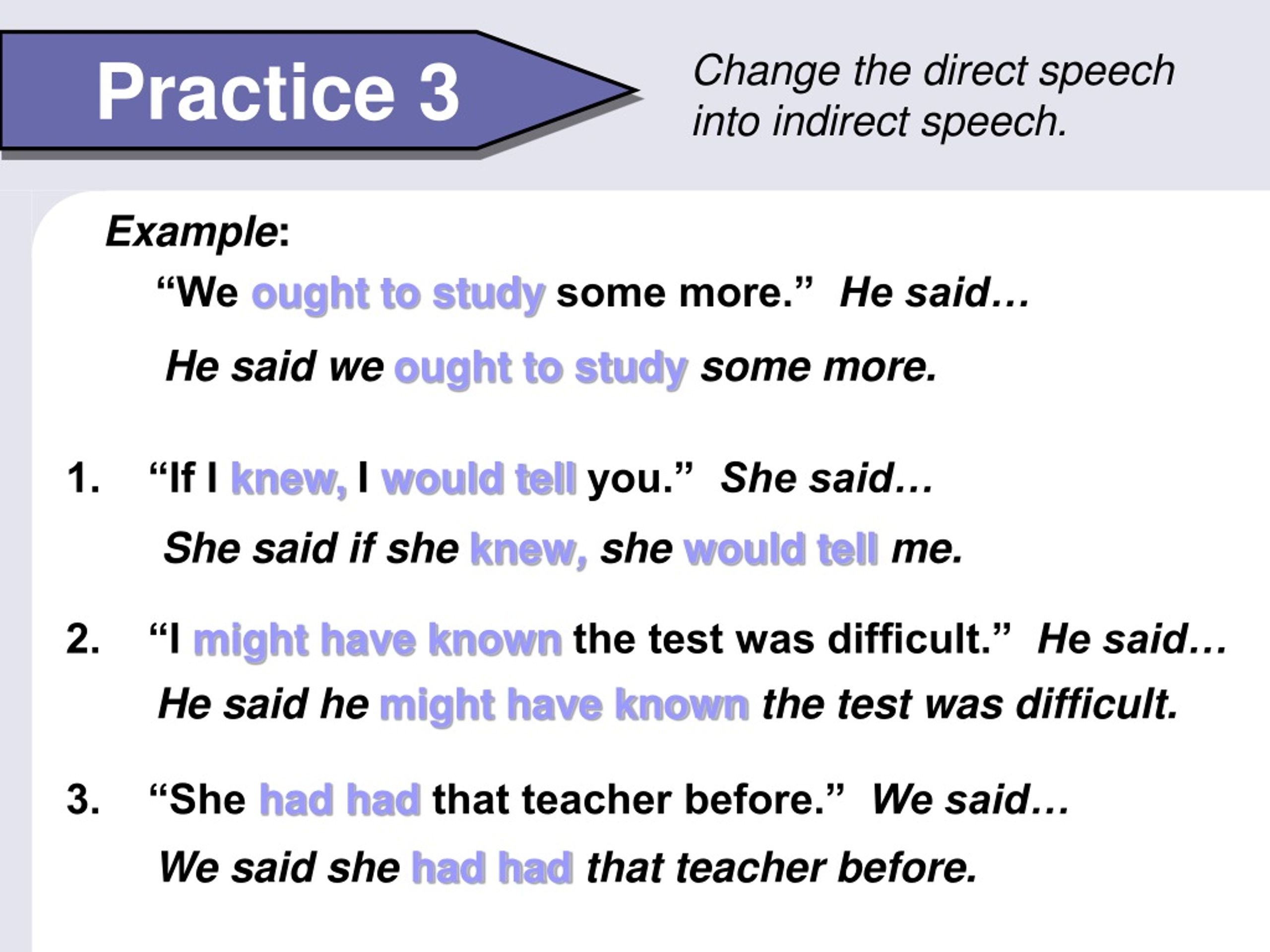 Speech study. Direct into indirect Speech. Change direct Speech into indirect Speech. Change from direct into indirect Speech;. Изменения в indirect Speech.