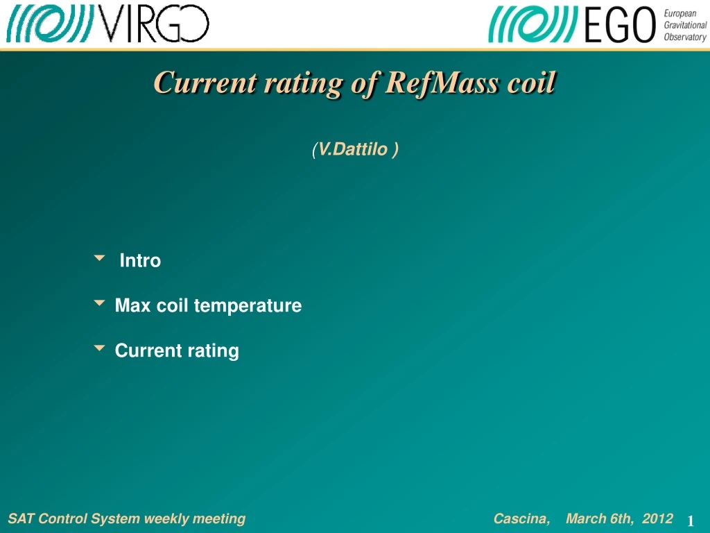 current rating of refmass coil v dattilo n.