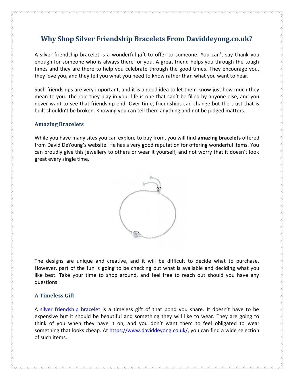 why shop silver friendship bracelets from n.