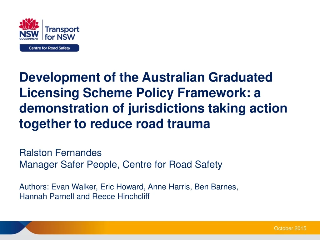 development of the australian graduated licensing n.