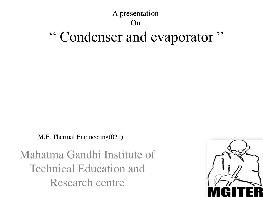 a presentation on condenser and evaporator n.
