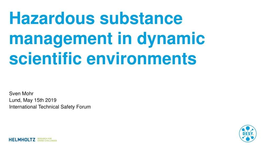 Ppt Hazardous Substance Management In Dynamic Scientific Environments