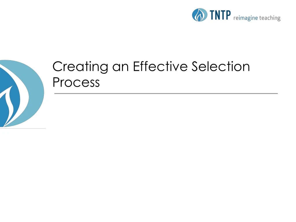 creating an effective selection process n.