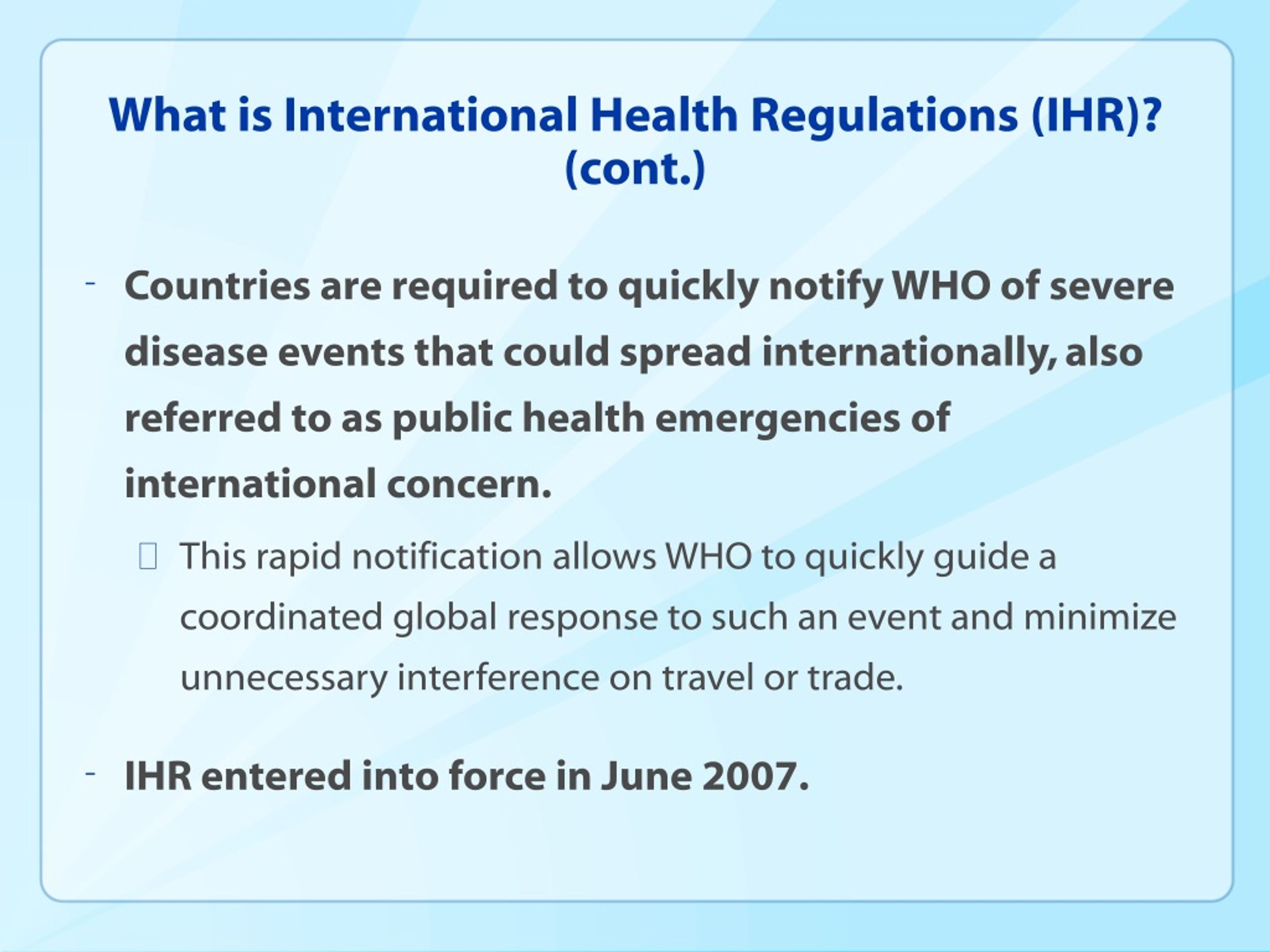 PPT Public Health Events and International Health Regulations