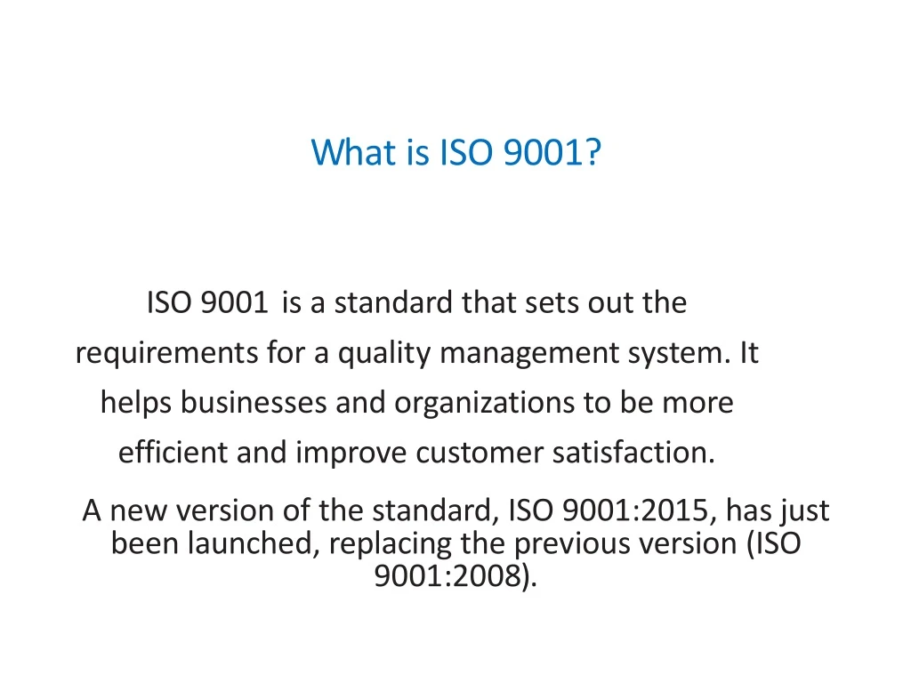 w hat is iso 9001 n.