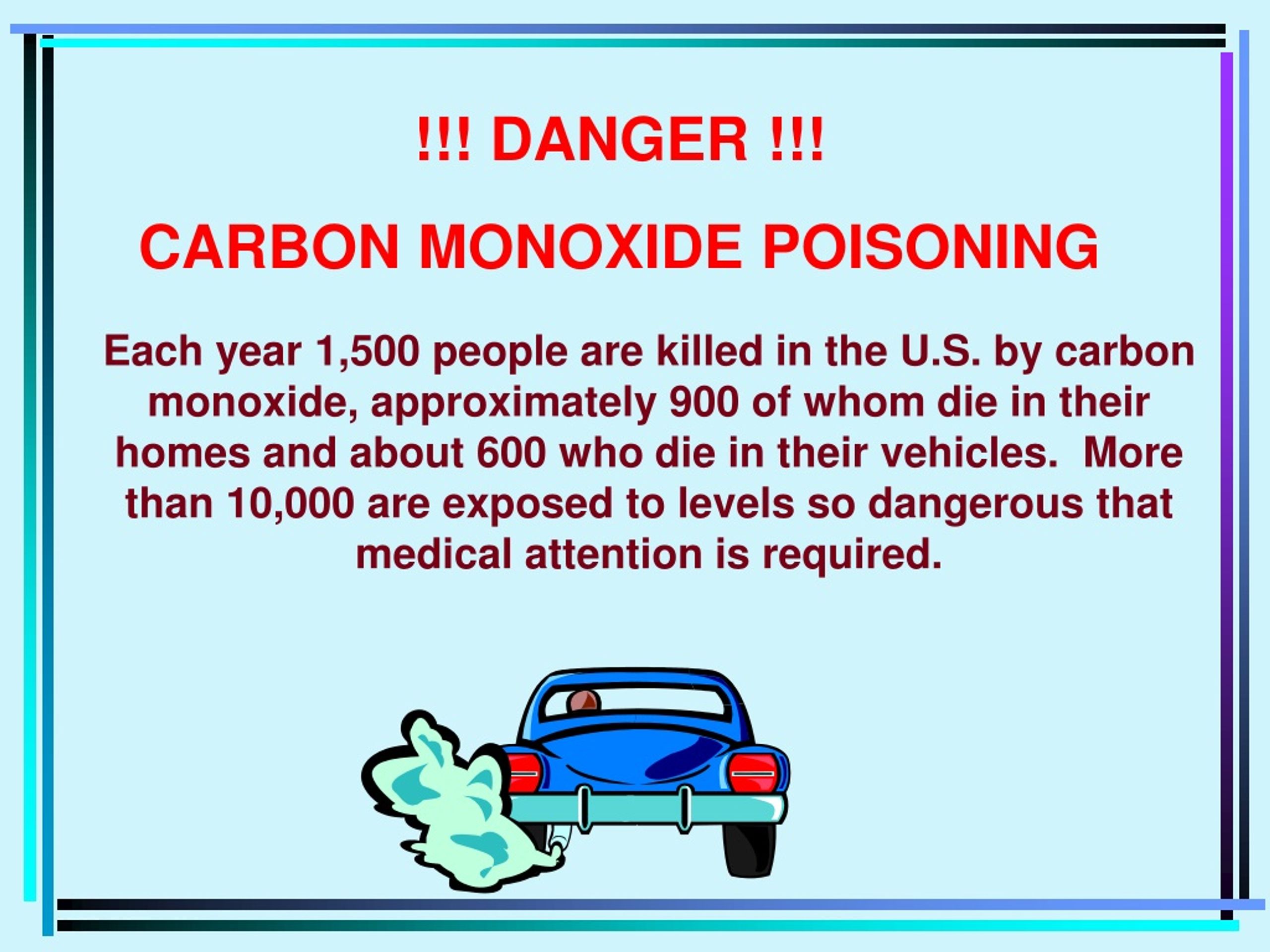 signs of carbon monoxide poisoning in car