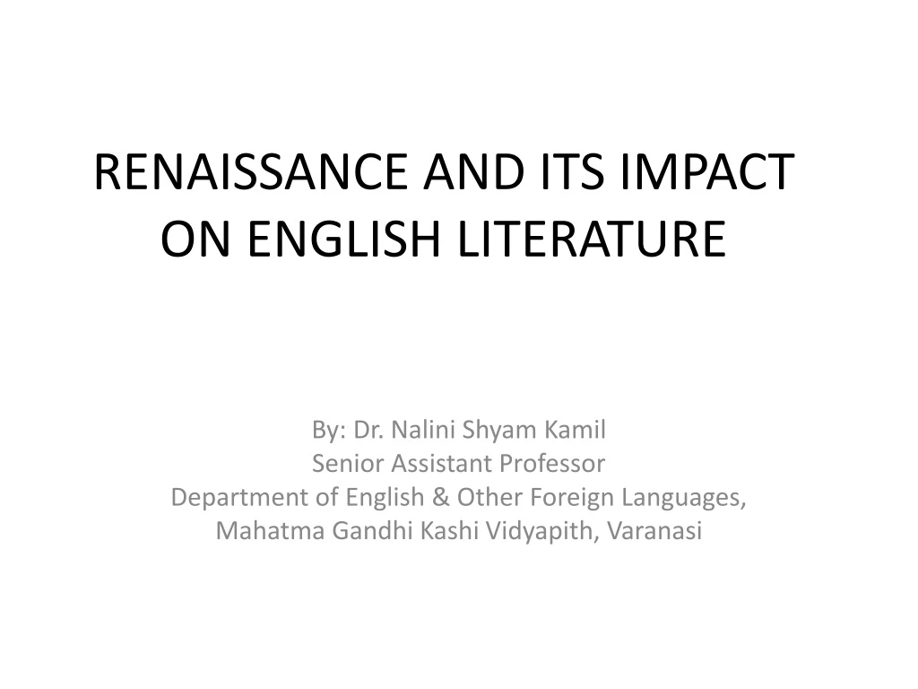 renaissance in english literature presentation