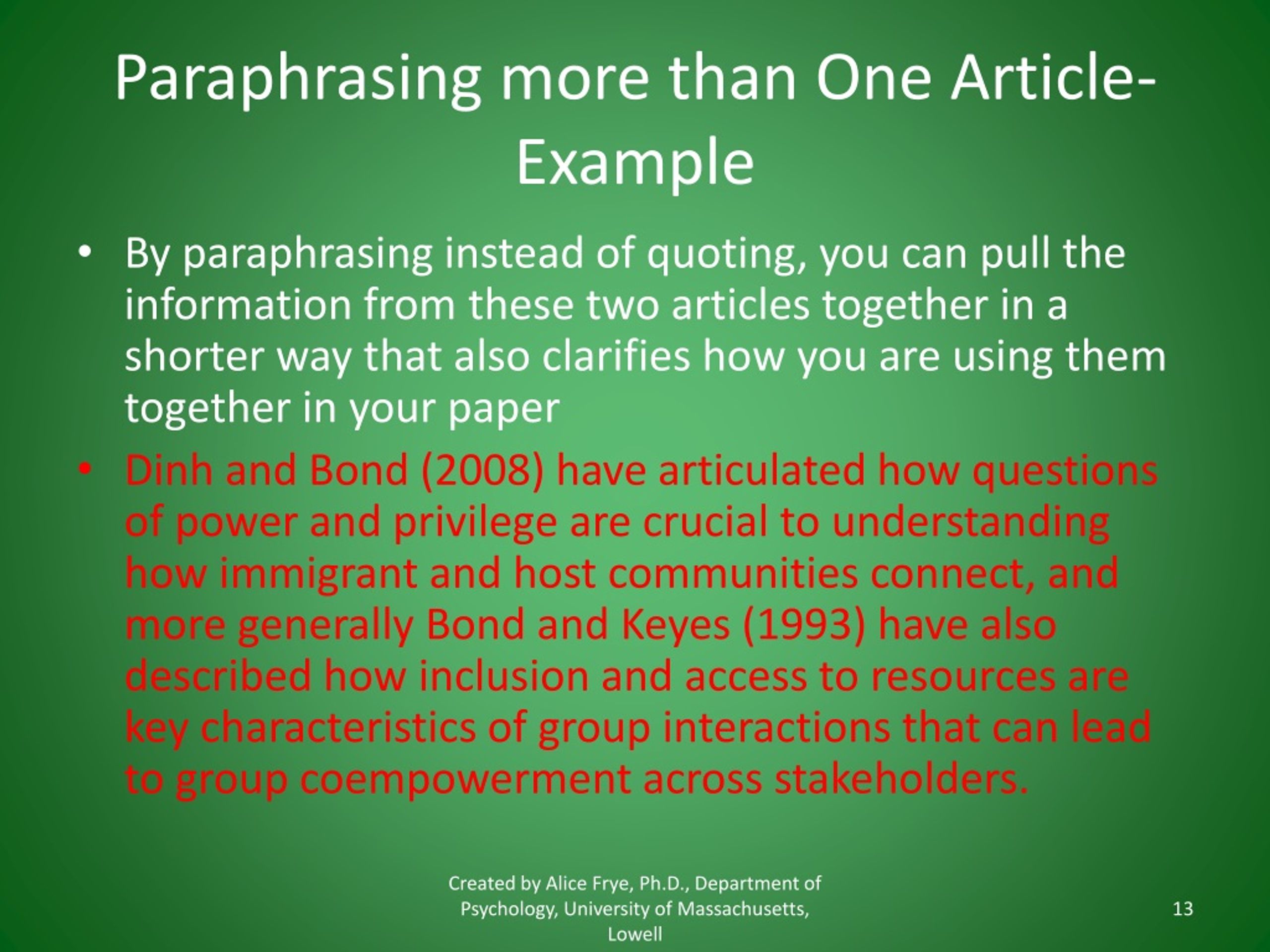 paraphrasing article example