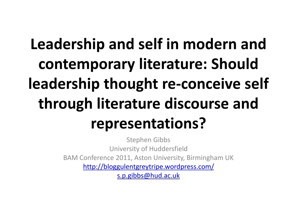 leadership and self in modern and contemporary n.