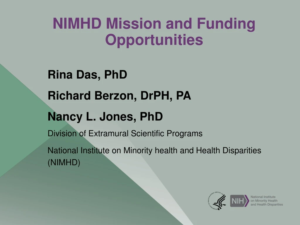 PPT NIMHD Mission and Funding Opportunities PowerPoint