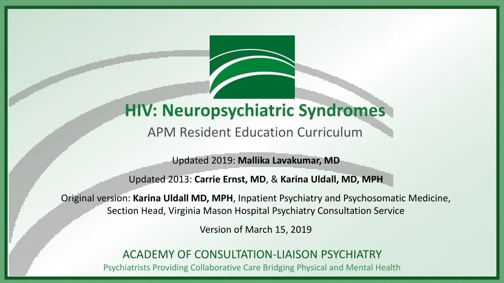 neuropsychiatric presentation of hiv