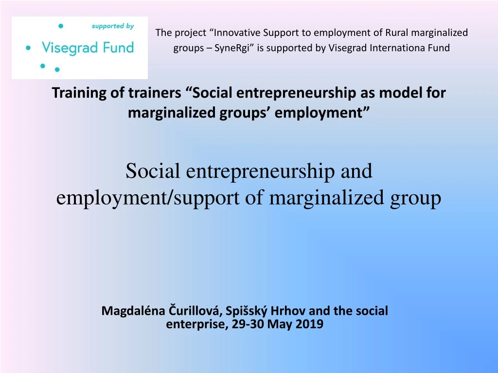 social entrepreneurship and employment support of marginalized group n.