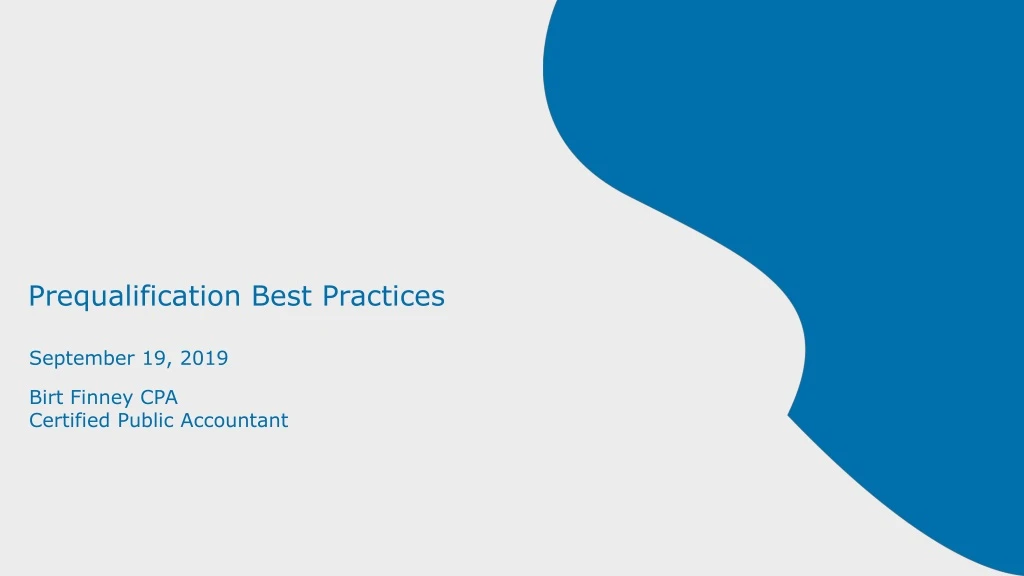 prequalification best practices n.