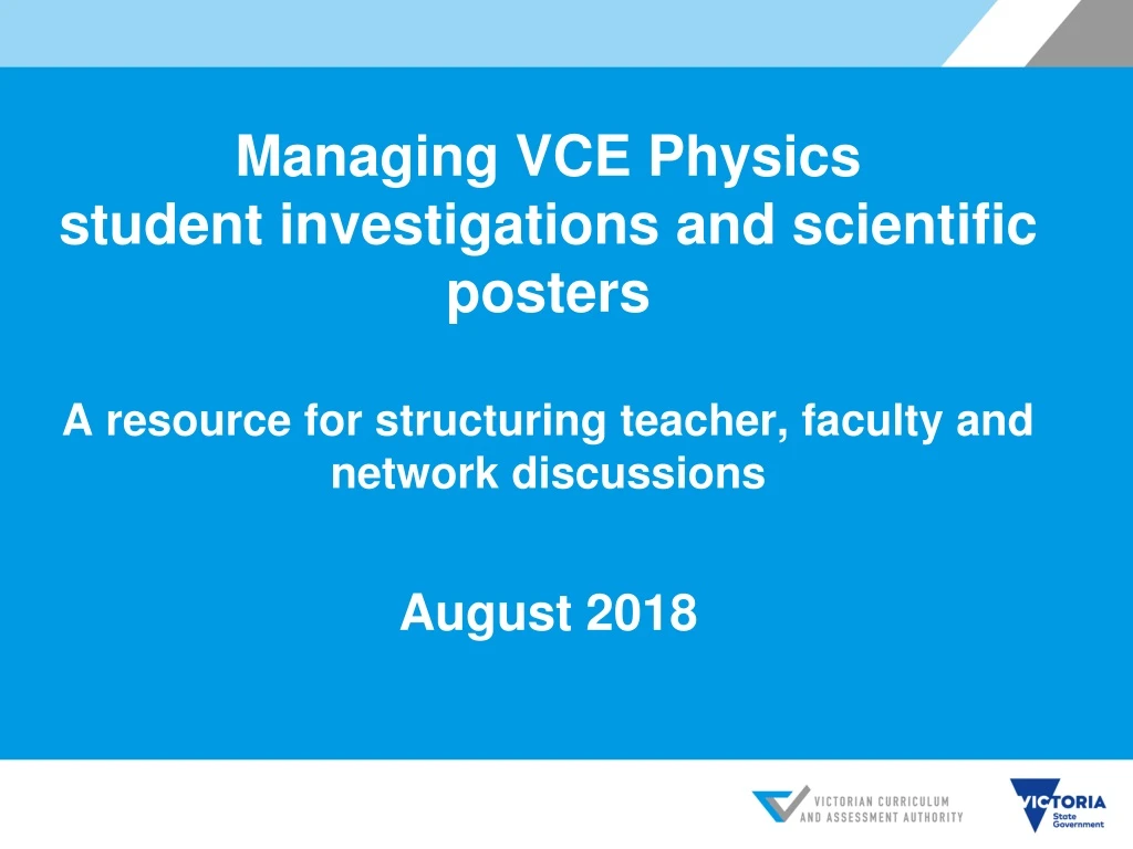 managing vce physics student investigations n.