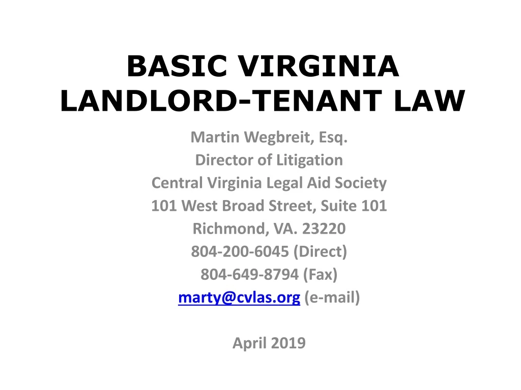 PPT - BASIC VIRGINIA LANDLORD-TENANT LAW PowerPoint Presentation, Free ...