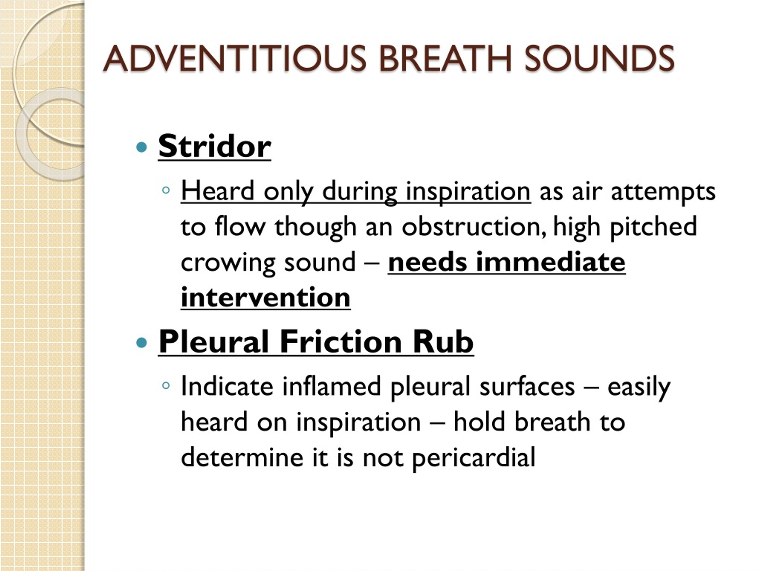 discuss adventitious breath sounds