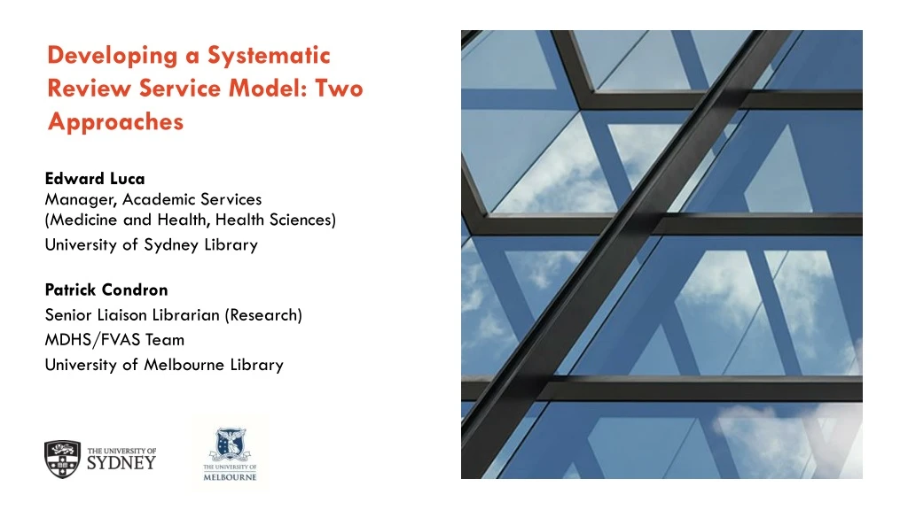 developing a systematic review service model two approaches n.