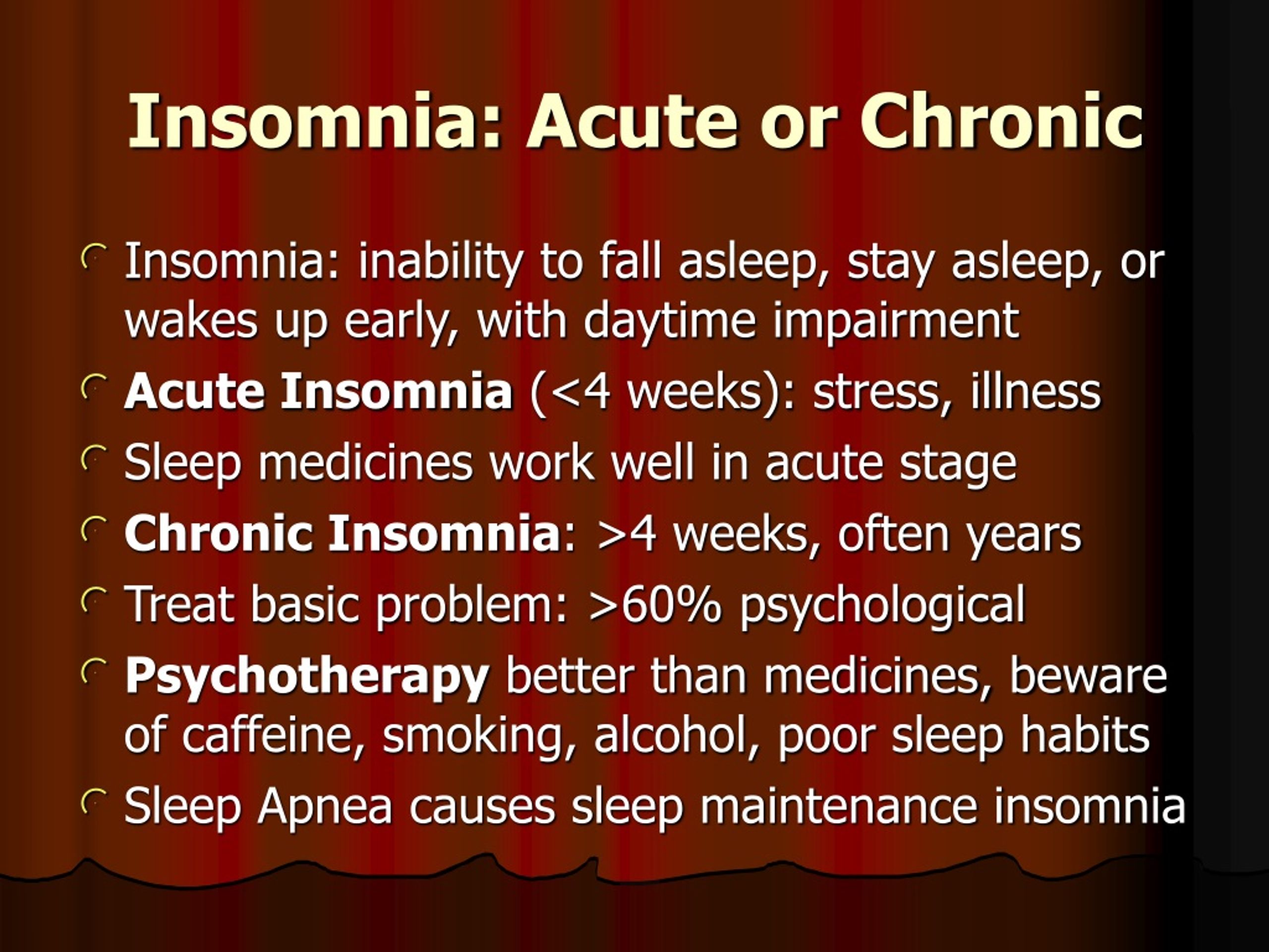 acute insomnia versus primary insomnia