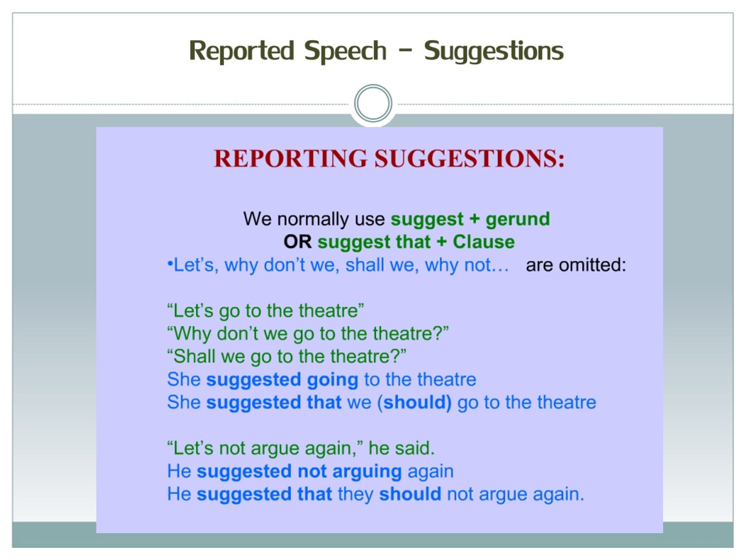 suggest reported speech