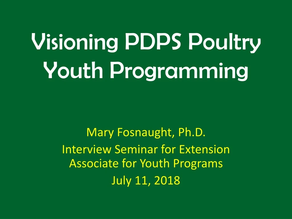 visioning pdps poultry youth programming n.