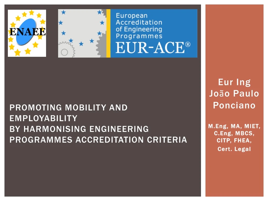 promoting mobility and employability by harmonising engineering programmes accreditation criteria n.