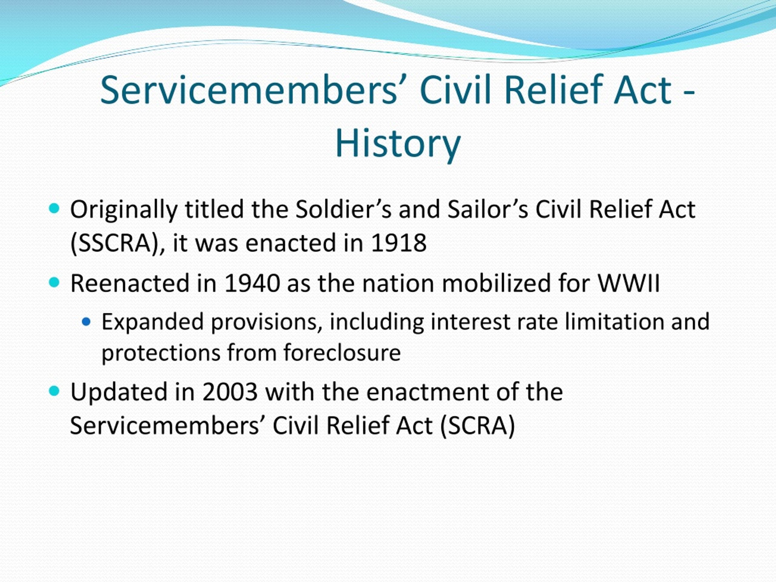 PPT - Servicemembers’ Civil Relief Act PowerPoint Presentation, Free ...