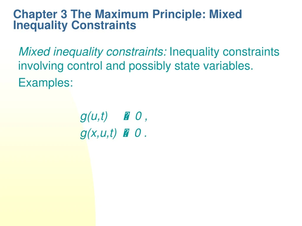 chapter 3 the maximum principle mixed inequality constraints n.