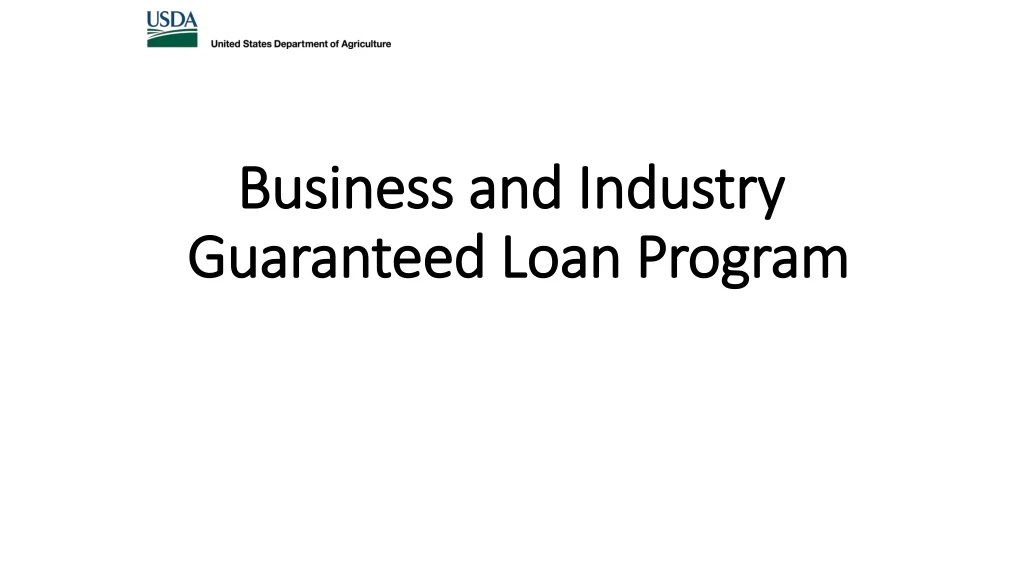 PPT - Business And Industry Guaranteed Loan Program PowerPoint ...