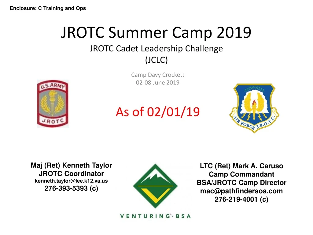 PPT JROTC Summer Camp 2019 JROTC Cadet Leadership Challenge (JCLC