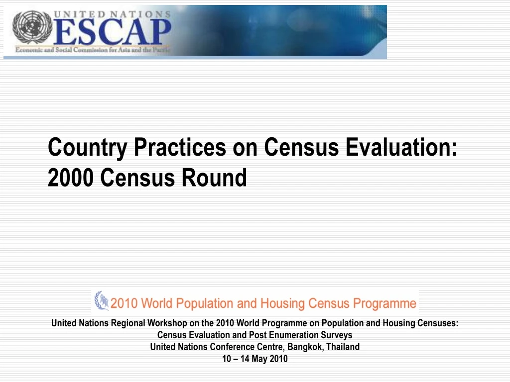 country practices on census evaluation 2000 census round n.