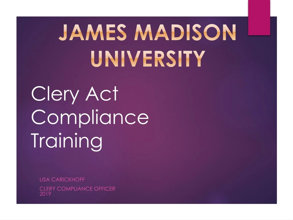 PPT - Clery Act Compliance Training PowerPoint Presentation, Free ...