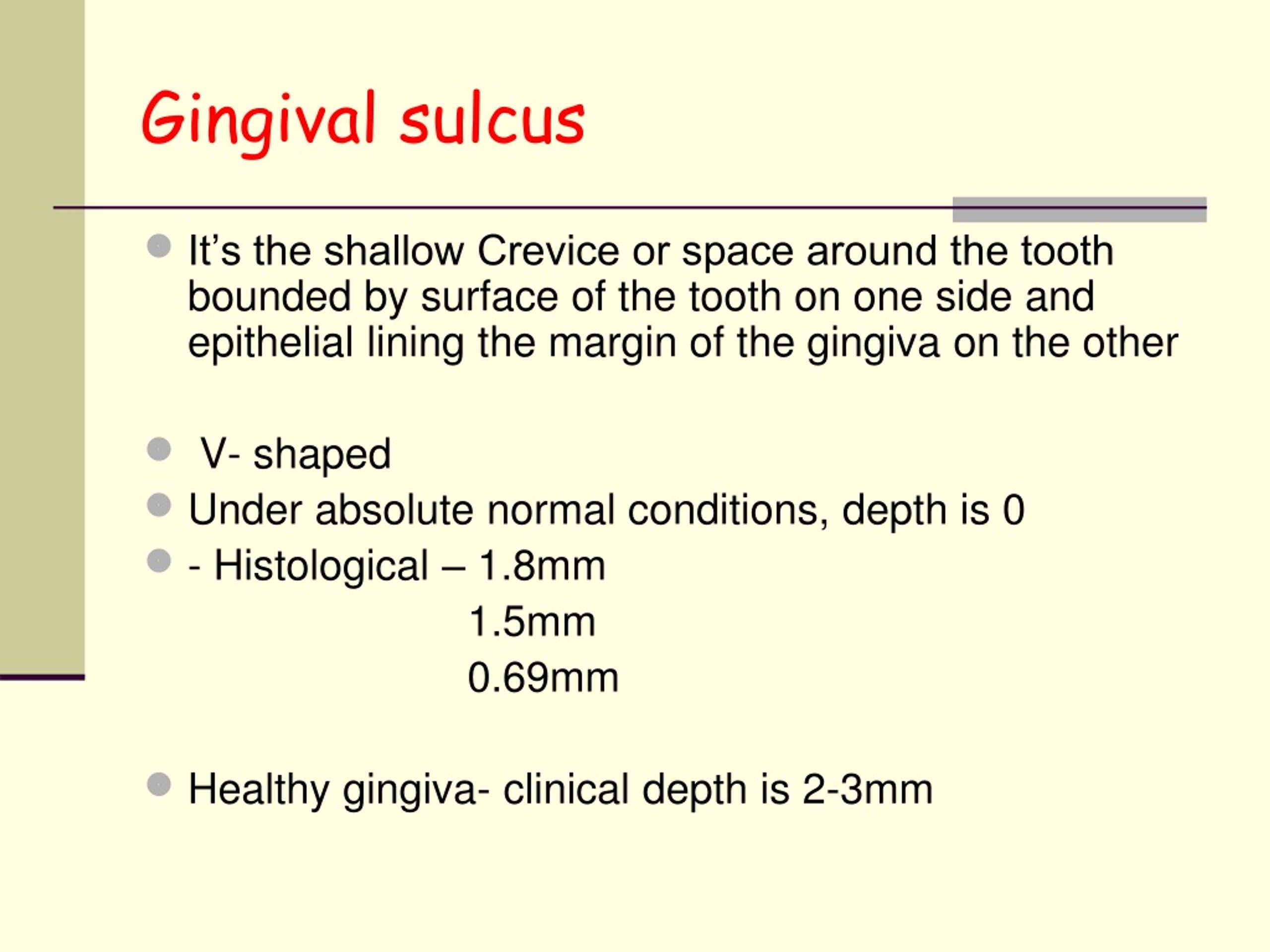 gingival sulcus depth