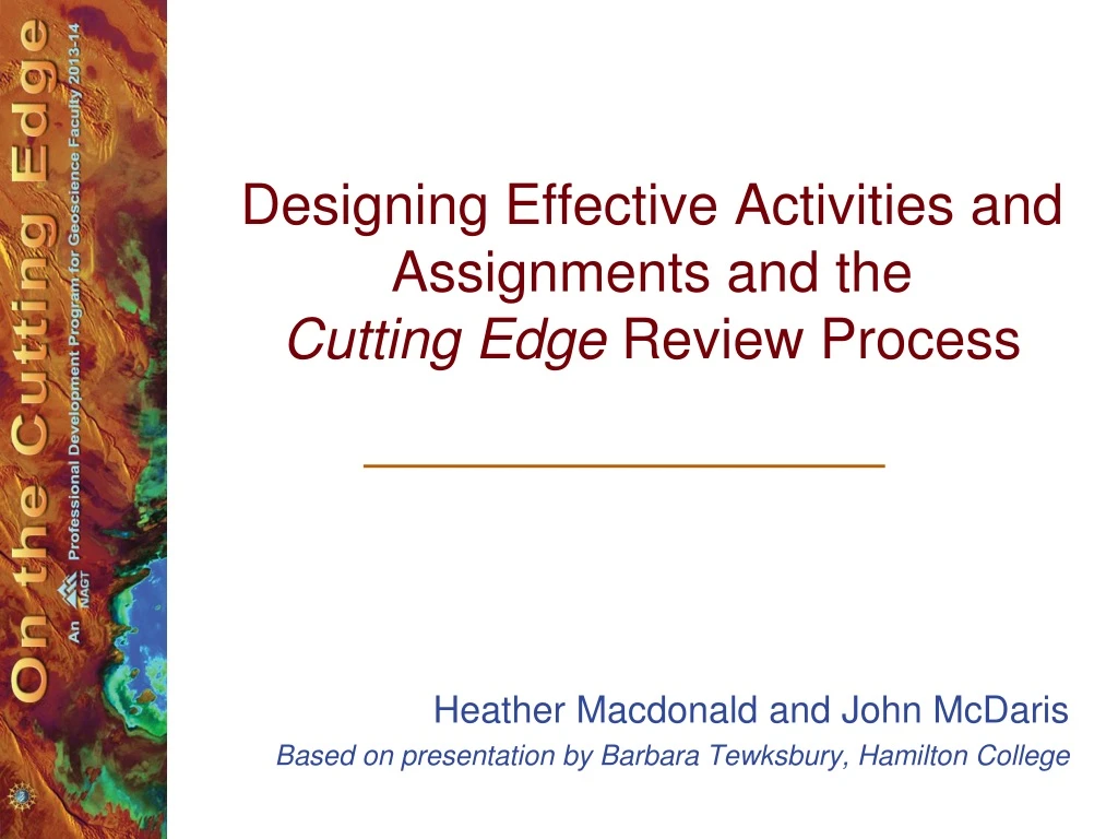 designing effective activities and assignments and the cutting edge review process n.