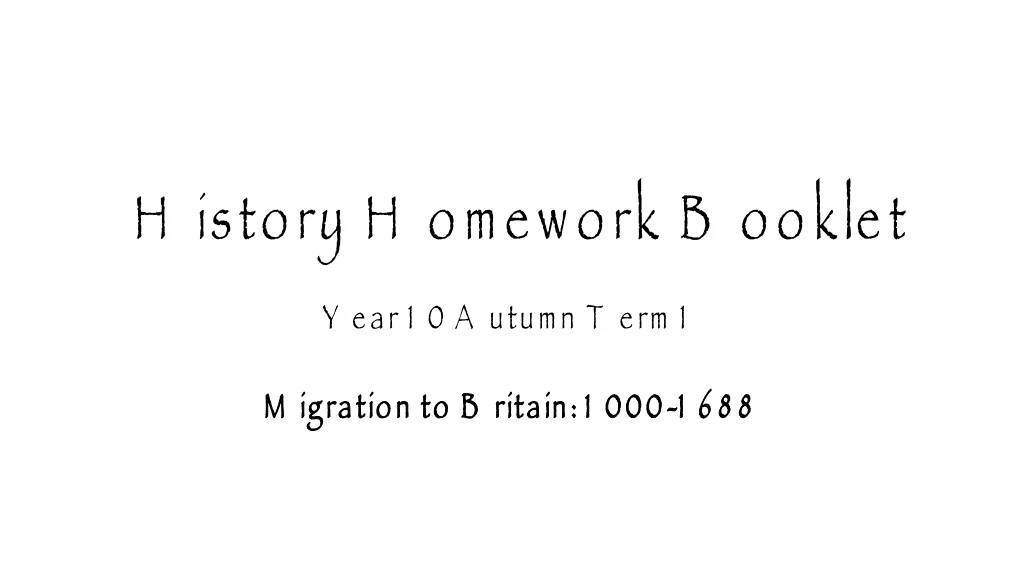 history homework booklet