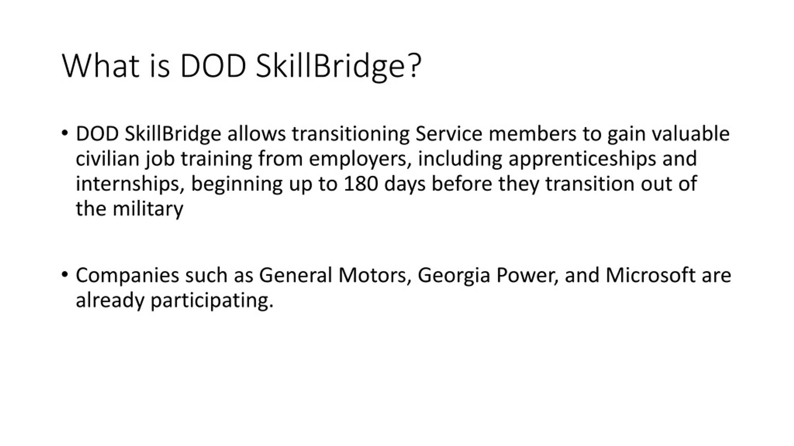 PPT DoD SKILLBRIDGE PowerPoint Presentation, free download ID8803304