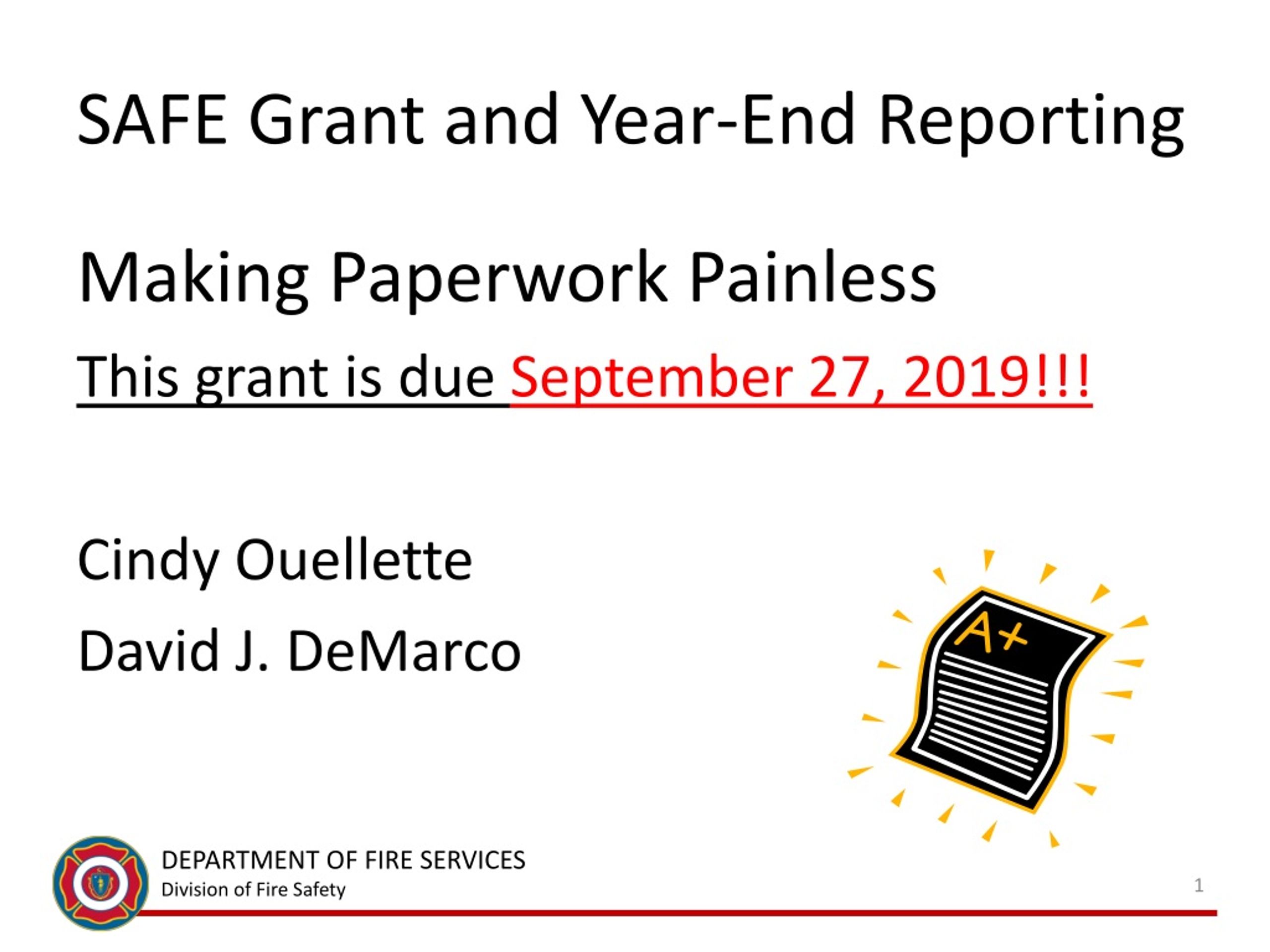 PPT SAFE Grant and YearEnd Reporting PowerPoint Presentation, free