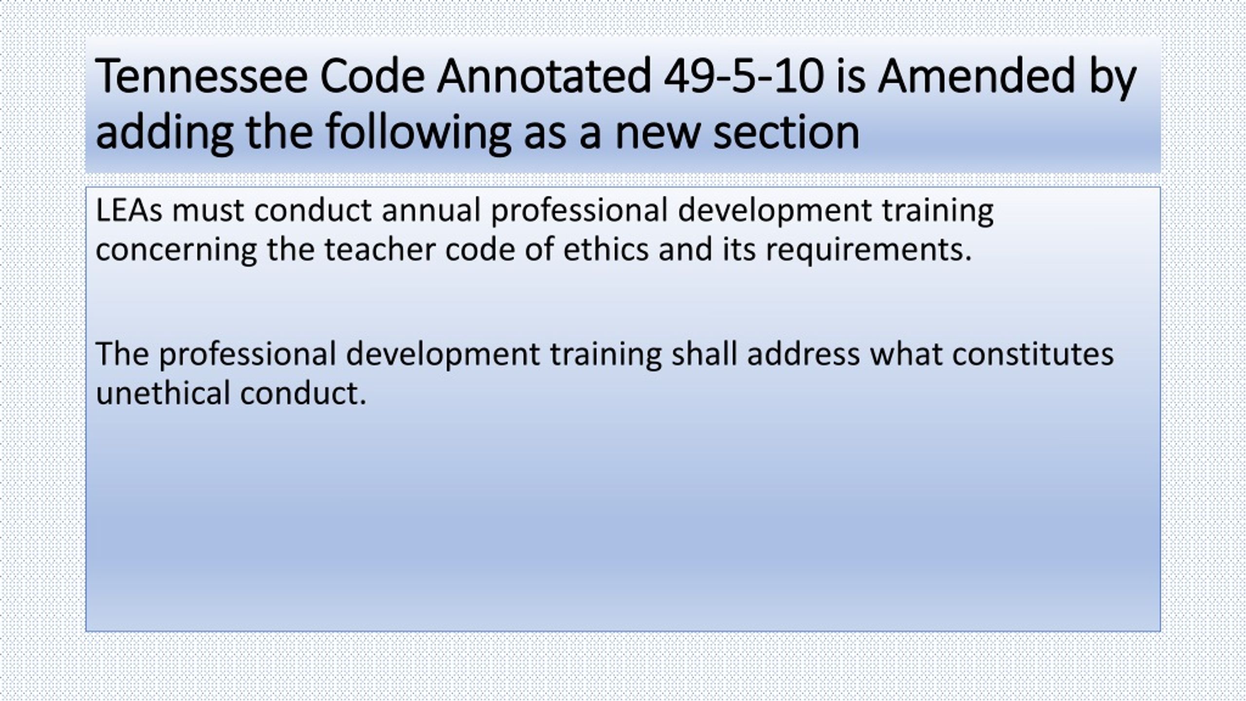 PPT Tennessee Teacher Code of Ethics PowerPoint Presentation, free