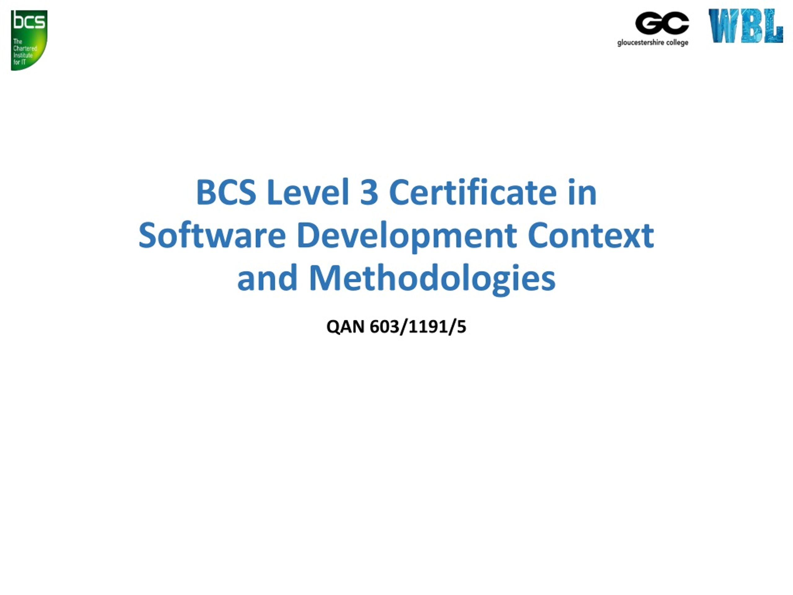 PPT - BCS Level 3 Certificate In Software Development Context And ...