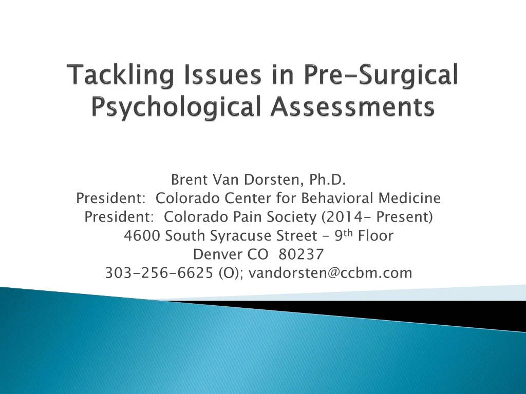 tackling issues in pre surgical psychological assessments n.