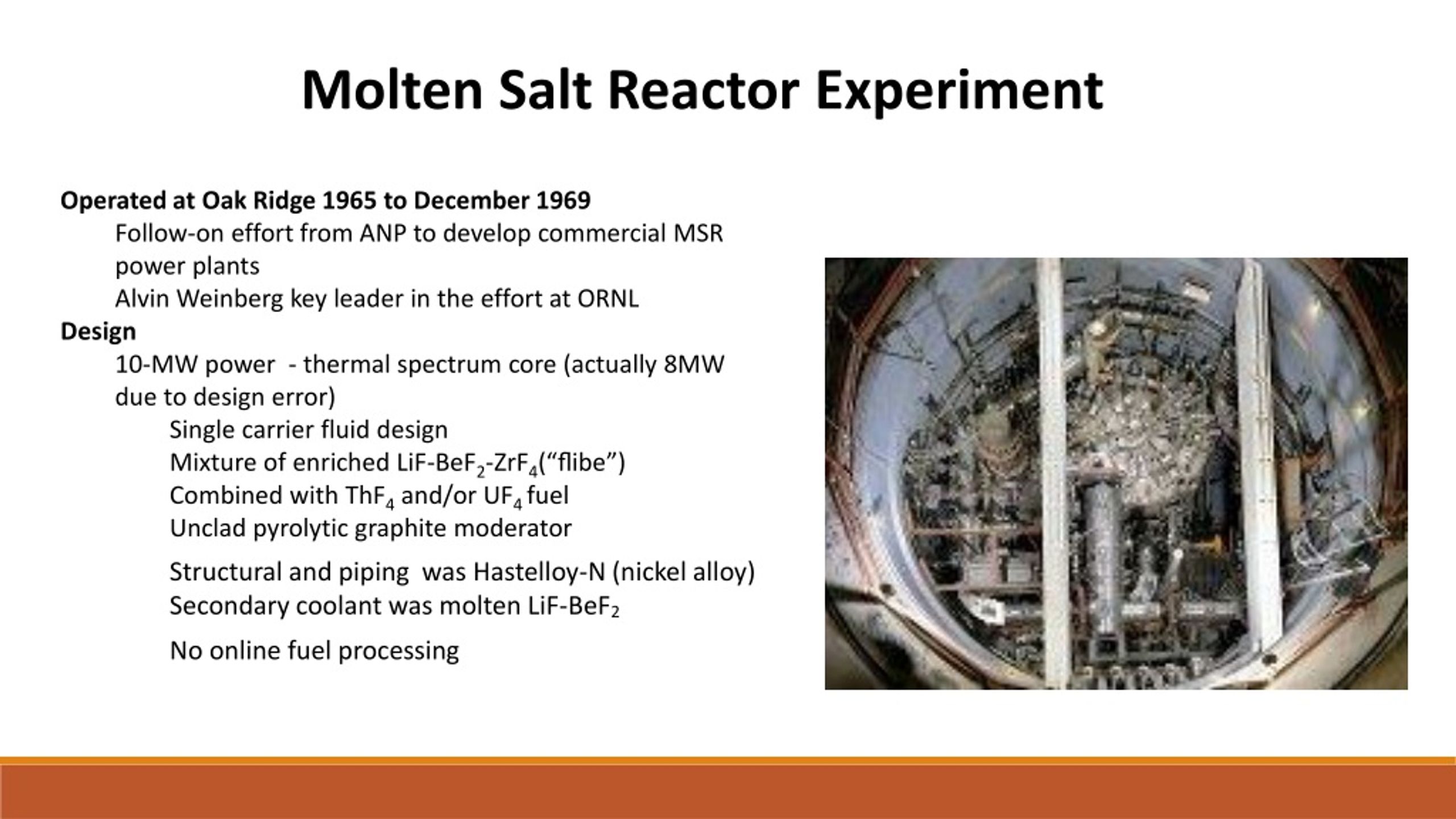 experience with the molten salt reactor experiment