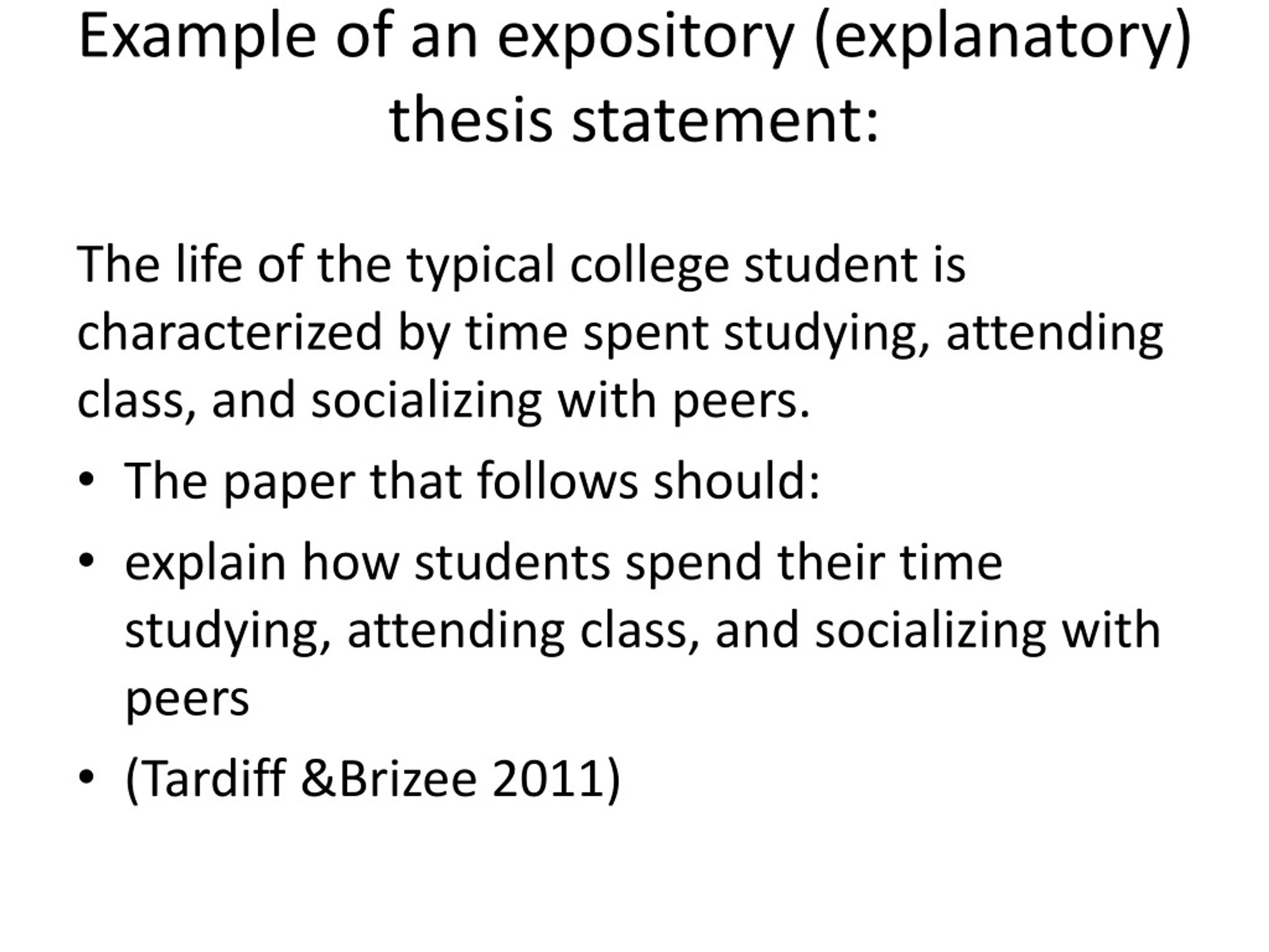 expository (explanatory) thesis statement