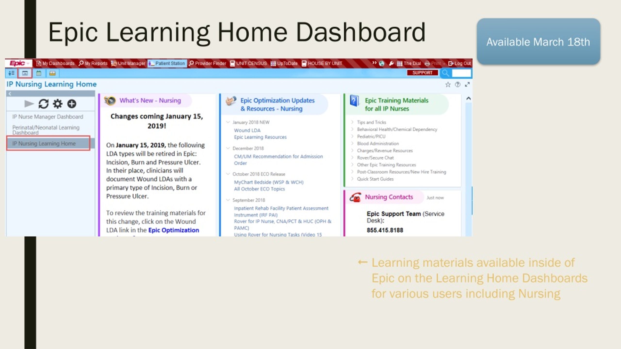 epic learning home dashboard