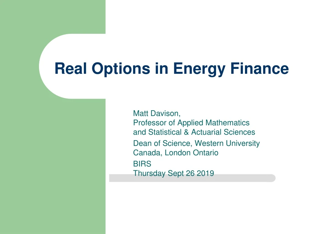 real options in energy finance n.