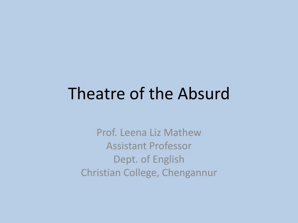 PPT - Theatre of the Absurd PowerPoint Presentation, free download - ID ...