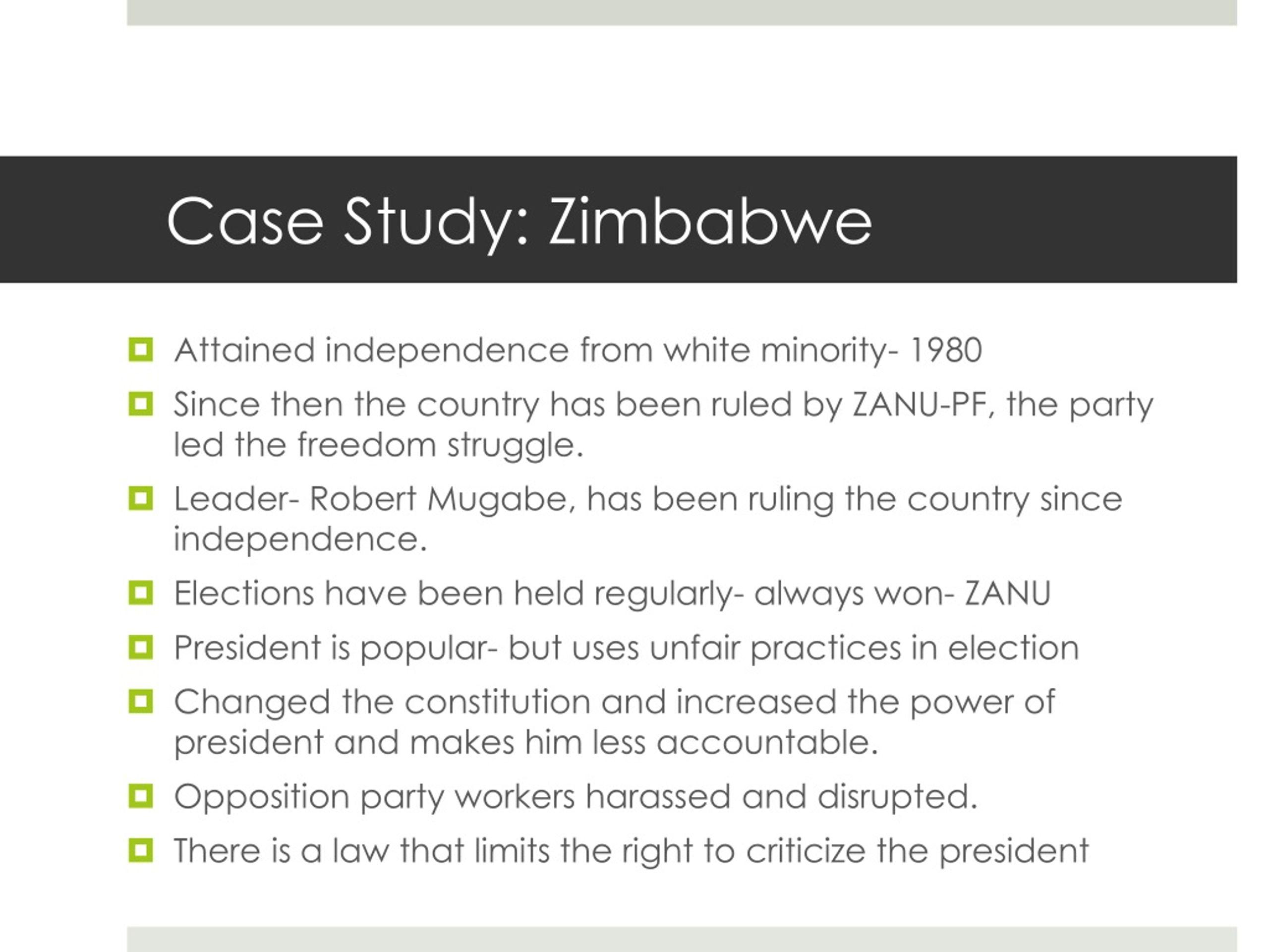 case study of zimbabwe on democracy
