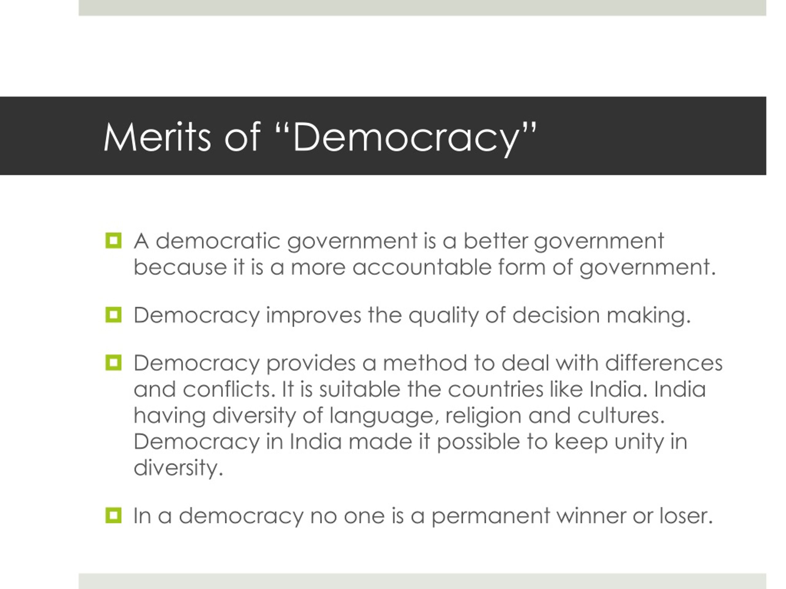 speech on merits of democracy