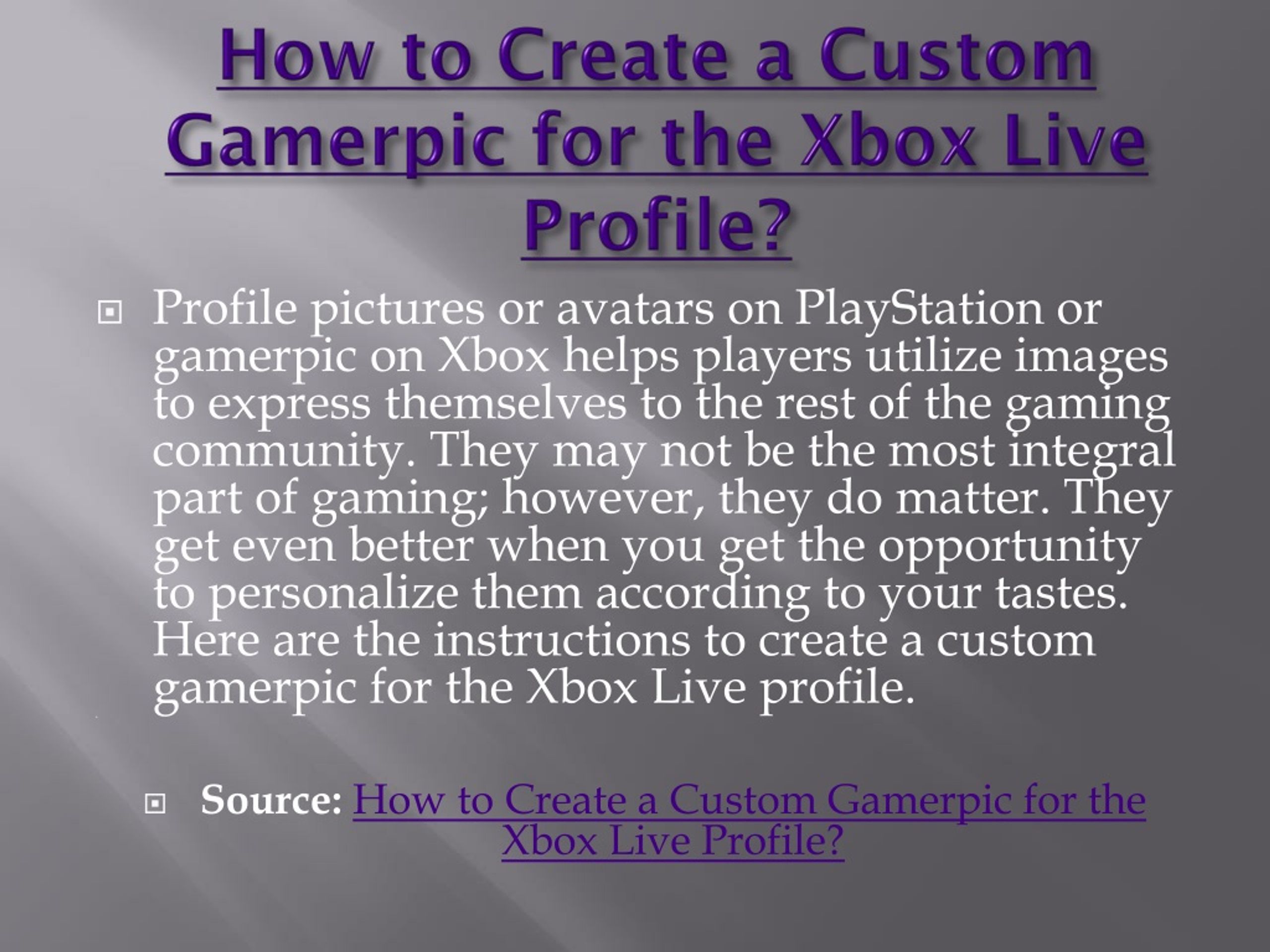 How to set & use a custom image as Gamerpic on Xbox One