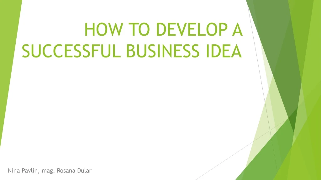 how to develop a successful business idea n.